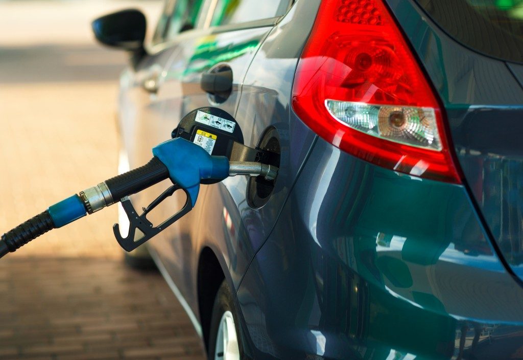 Car refueling in a petrol station