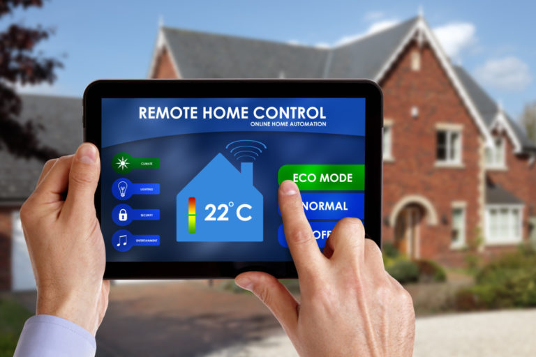 tablet controlling home's thermostat